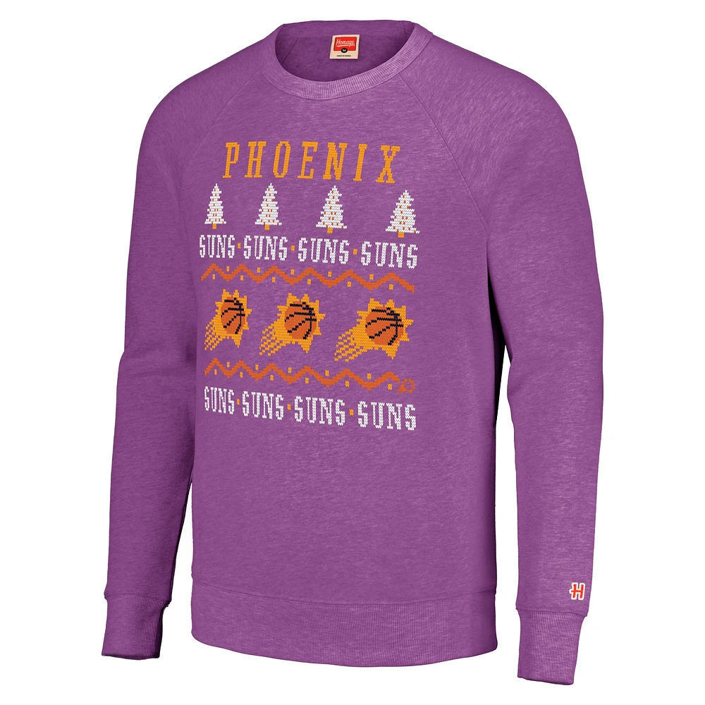 Sweat-shirt unisexe Homage Purple Phoenix Suns Holiday Tri-Blend Raglan