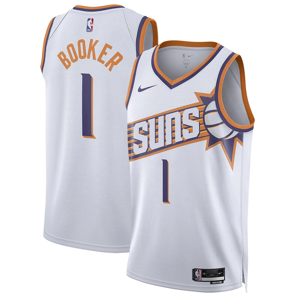 Maillot unisexe Nike Devin Booker blanc Phoenix Suns Swingman - Édition Association