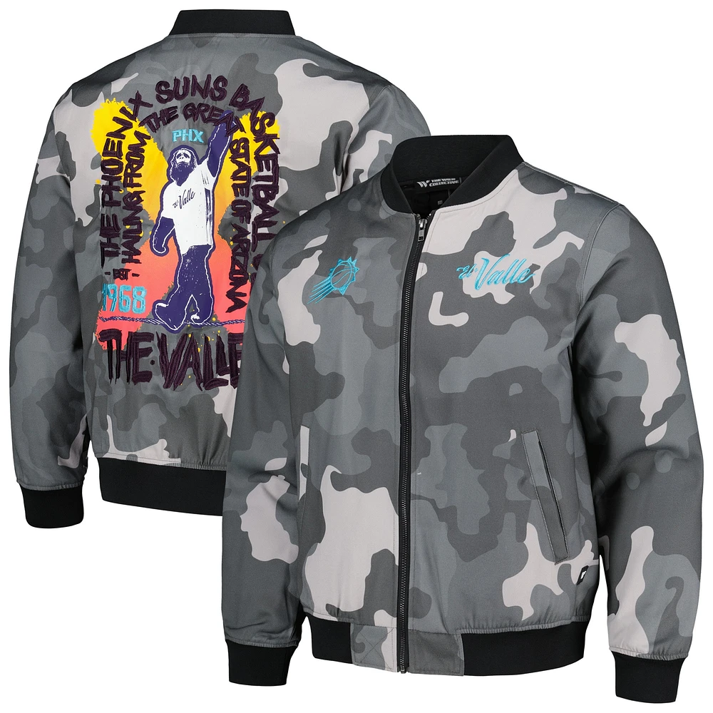 Unisex The Wild Collective Gray Phoenix Suns 2023/24 City Edition Camo Bomber Full-Zip Jacket