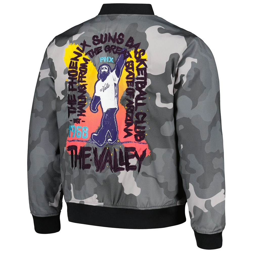 Unisex The Wild Collective Gray Phoenix Suns 2023/24 City Edition Camo Bomber Full-Zip Jacket