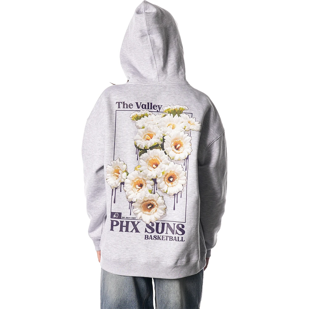 Sweat à capuche unisexe fermeture éclair et motif floral Heather Grey Phoenix Suns de The Wild Collective