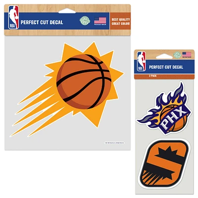 Lot de trois feuilles de décalcomanies WinCraft Phoenix Suns Perfect Cut