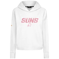 Women's Levelwear  White Phoenix Suns Mother's Day Sweet Floral Cropped Tri-Blend Pullover Hoodie