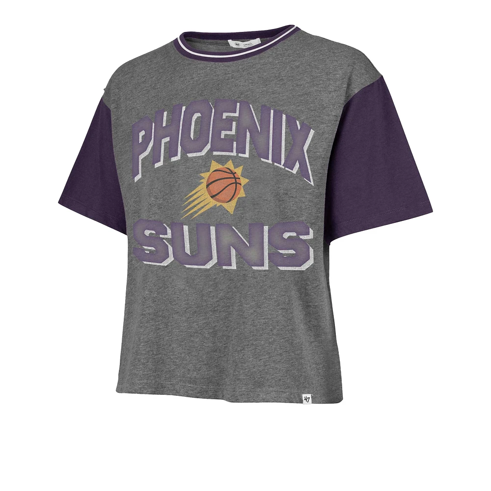 Women's '47  Gray Phoenix Suns Rise Clubhouse Ziggy Color Block T-Shirt