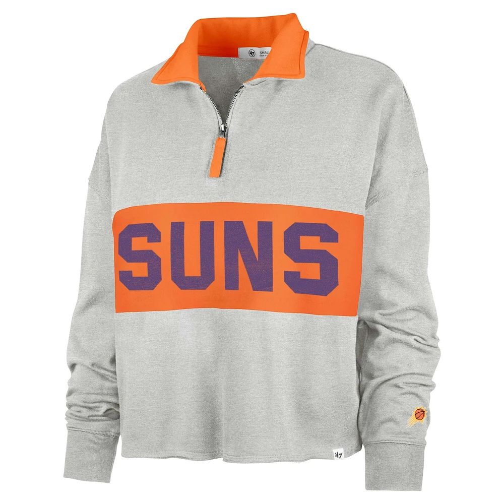 Women's '47 Heather Gray Phoenix Suns Breakthrough Remi Quarter-Zip Jacket