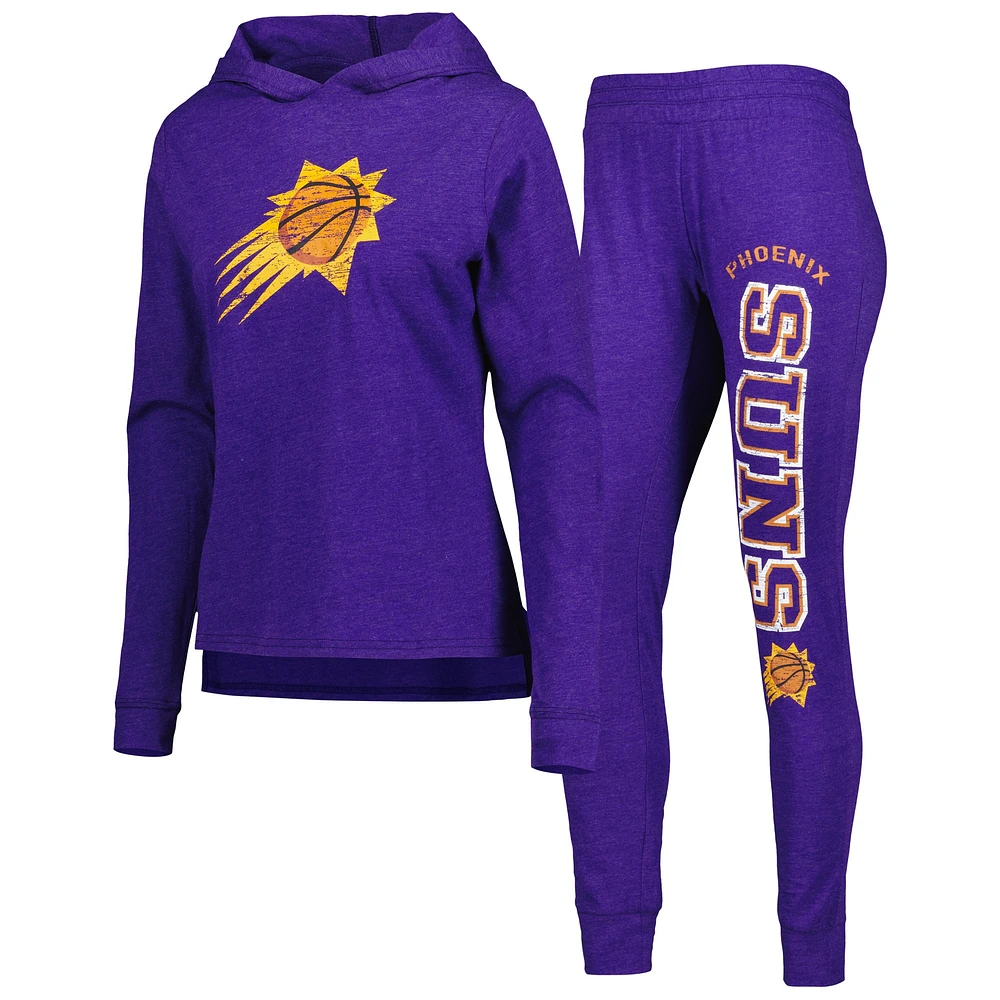 Ensemble de nuit à capuche et pantalon Phoenix Suns Team Concepts Sport Heather Purple pour femme