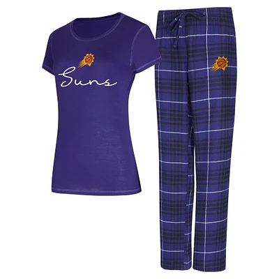 Ensemble de nuit pour femme avec t-shirt et pantalon en flanelle Phoenix Suns Vector violet/noir Concepts Sport