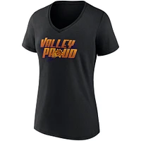 T-shirt noir à col en V Fanatics pour femmes Phoenix Suns Hometown Collection Valley Proud