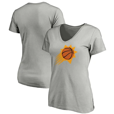 T-shirt à col en V de l'équipe avec logo principal des Phoenix Suns Fanatics gris pour femmes