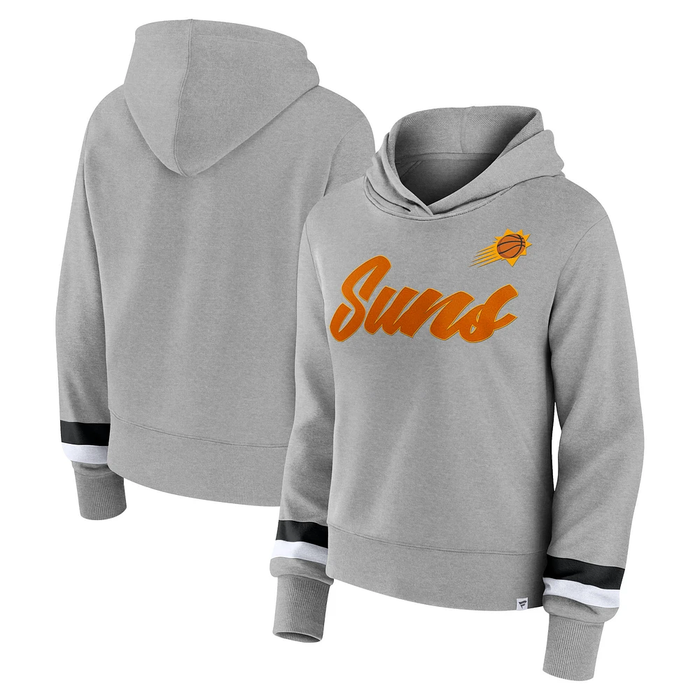 Sweat à capuche la mi-temps des Phoenix Suns Fanatics gris chiné pour femmes