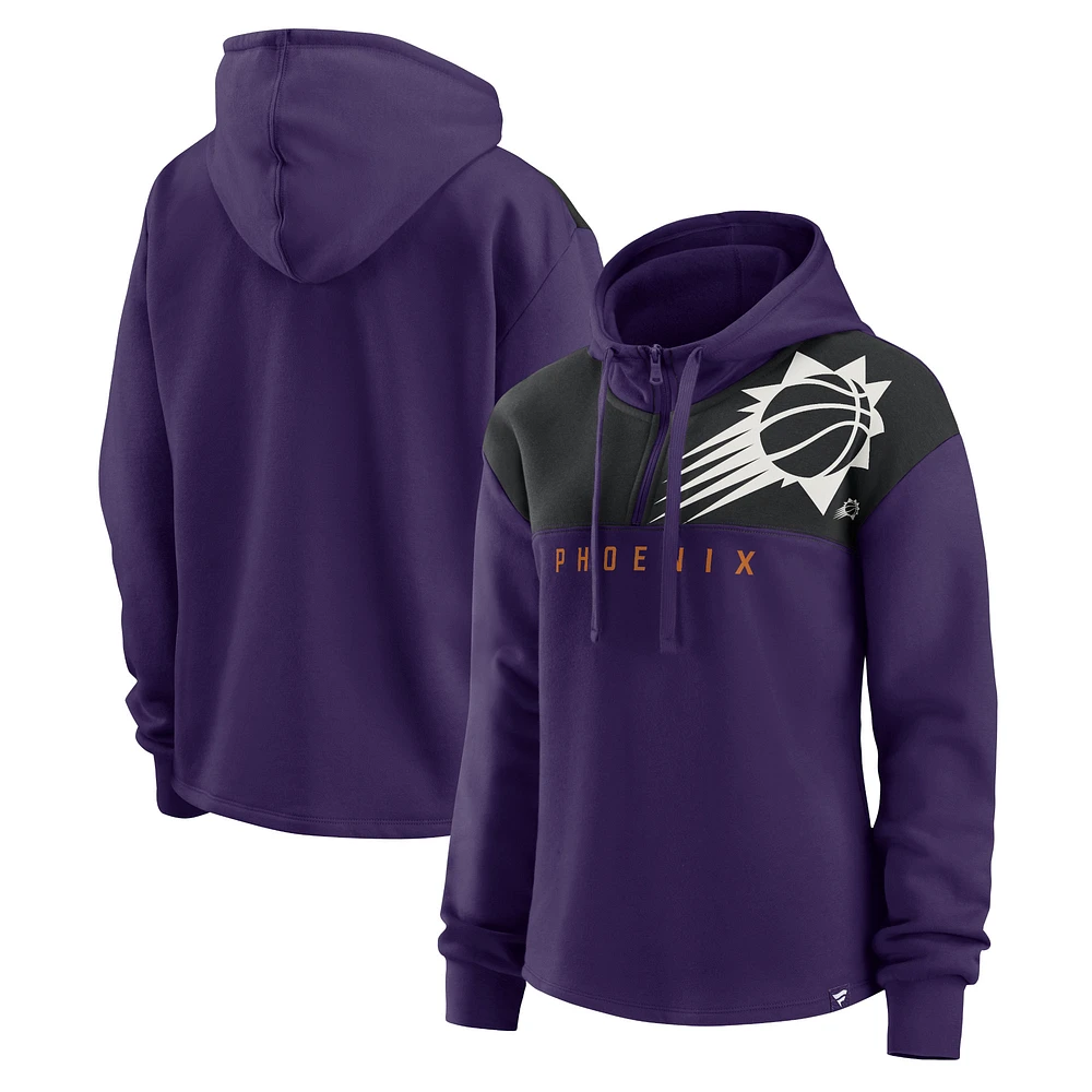 Sweat à capuche quart de zip Overslide Fanatics violet/noir pour femmes des Phoenix Suns