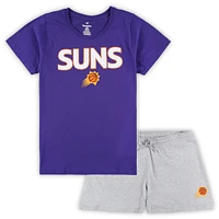 Women's Fanatics Purple/Heather Gray Phoenix Suns Plus T-Shirt & Shorts Combo Set