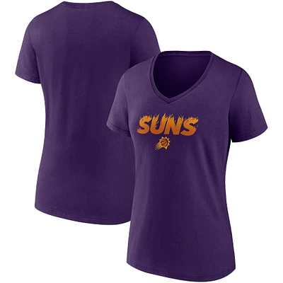 Women's Fanatics Purple Phoenix Suns Hometown Collection On Fire V-Neck T-Shirt