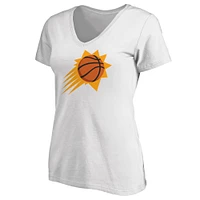 T-shirt blanc à col en V de l'équipe avec logo principal des Phoenix Suns Fanatics pour femmes