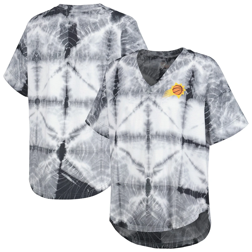 T-shirt surdimensionné à col en V Tie-Dye G-III 4Her par Carl Banks pour femmes, noir, Phoenix Suns Tournament