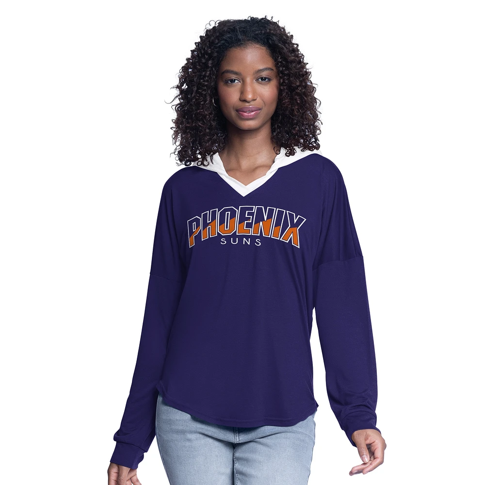 Women's G-III 4Her by Carl Banks Purple Phoenix Suns Bench Player Oversized Long Sleeve Hooded Top