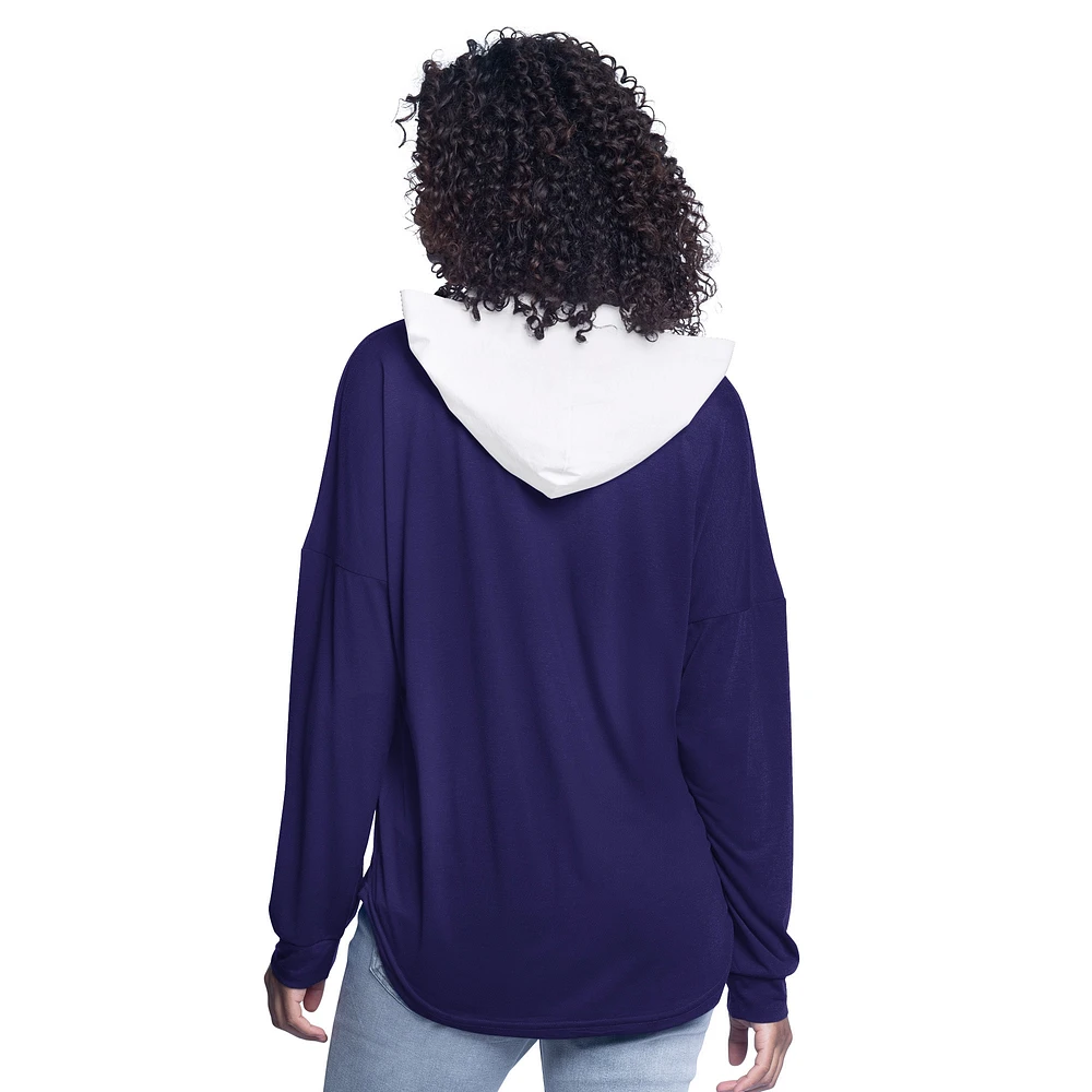 Women's G-III 4Her by Carl Banks Purple Phoenix Suns Bench Player Oversized Long Sleeve Hooded Top