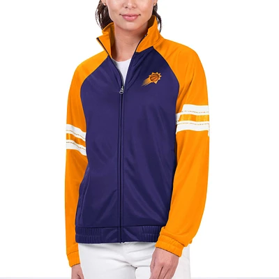 Veste de survêtement entièrement zippée avec strass raglan G-III 4Her par Carl Banks pour femmes, violet, Phoenix Suns, joueur principal