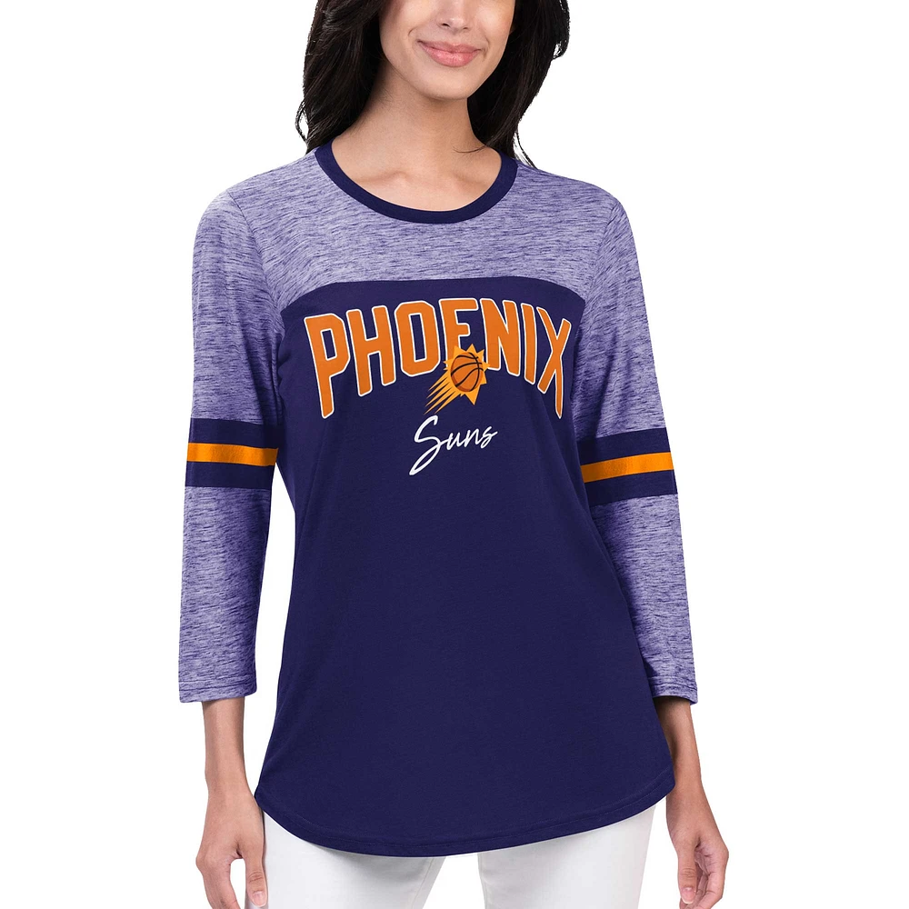 T-shirt violet à manches 3/4 G-III 4Her par Carl Banks pour femmes des Phoenix Suns Play the Game