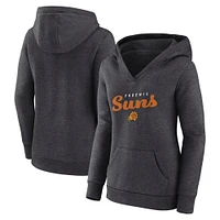 Women's  Heather Charcoal Phoenix Suns Triumphant V-Neck Pullover Hoodie