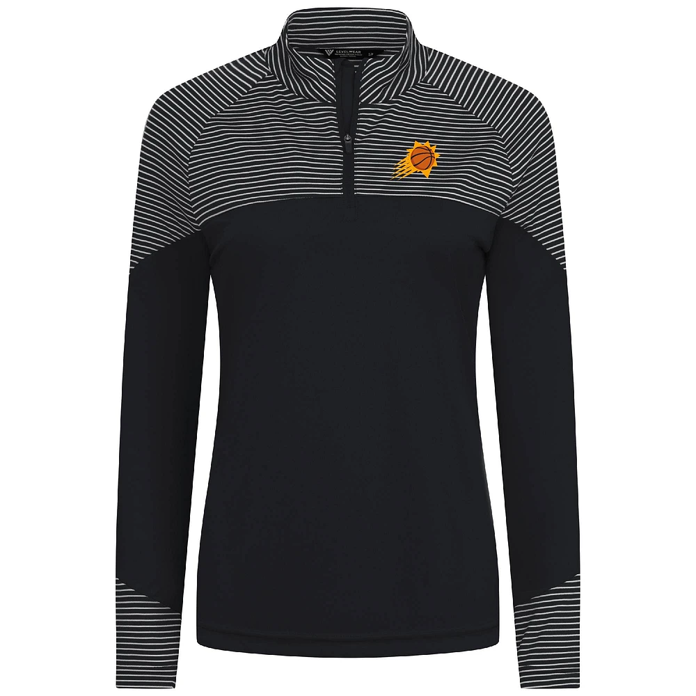 Women's Levelwear Black Phoenix Suns Classic Stripes Quarter-Zip Top