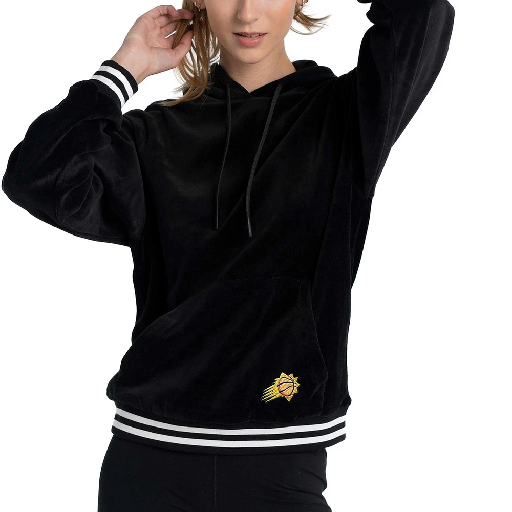 Sweat à capuche surdimensionné en velours Lusso Black Phoenix Suns Nellie pour femmes