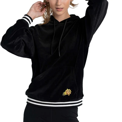 Women's Lusso Black Phoenix Suns Nellie Oversized Velour Pullover Hoodie