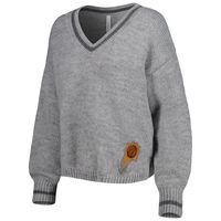 Women's Lusso Gray Phoenix Suns Scarletts Lantern Sleeve Tri-Blend V-Neck Pullover Sweater