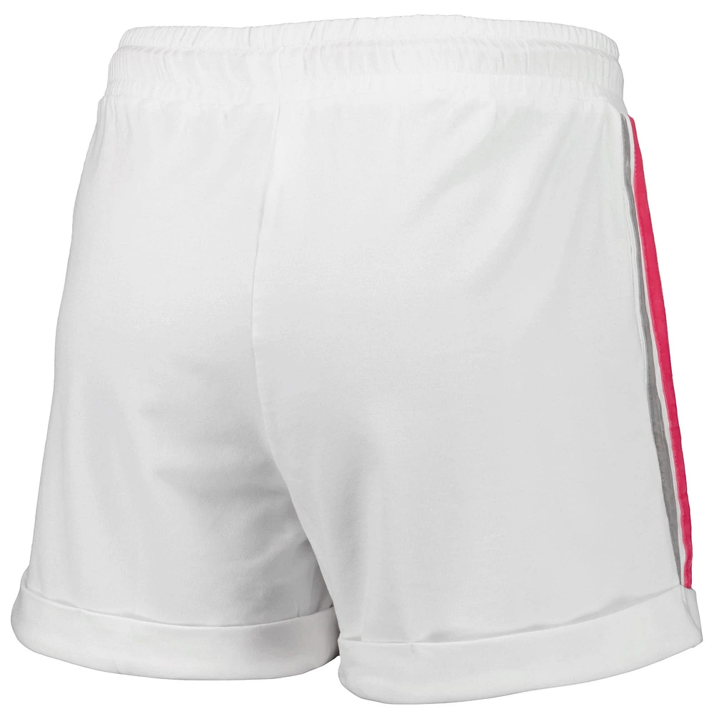 Women's Lusso White/Pink Phoenix Suns Melody Cuffed Tri-Blend Shorts