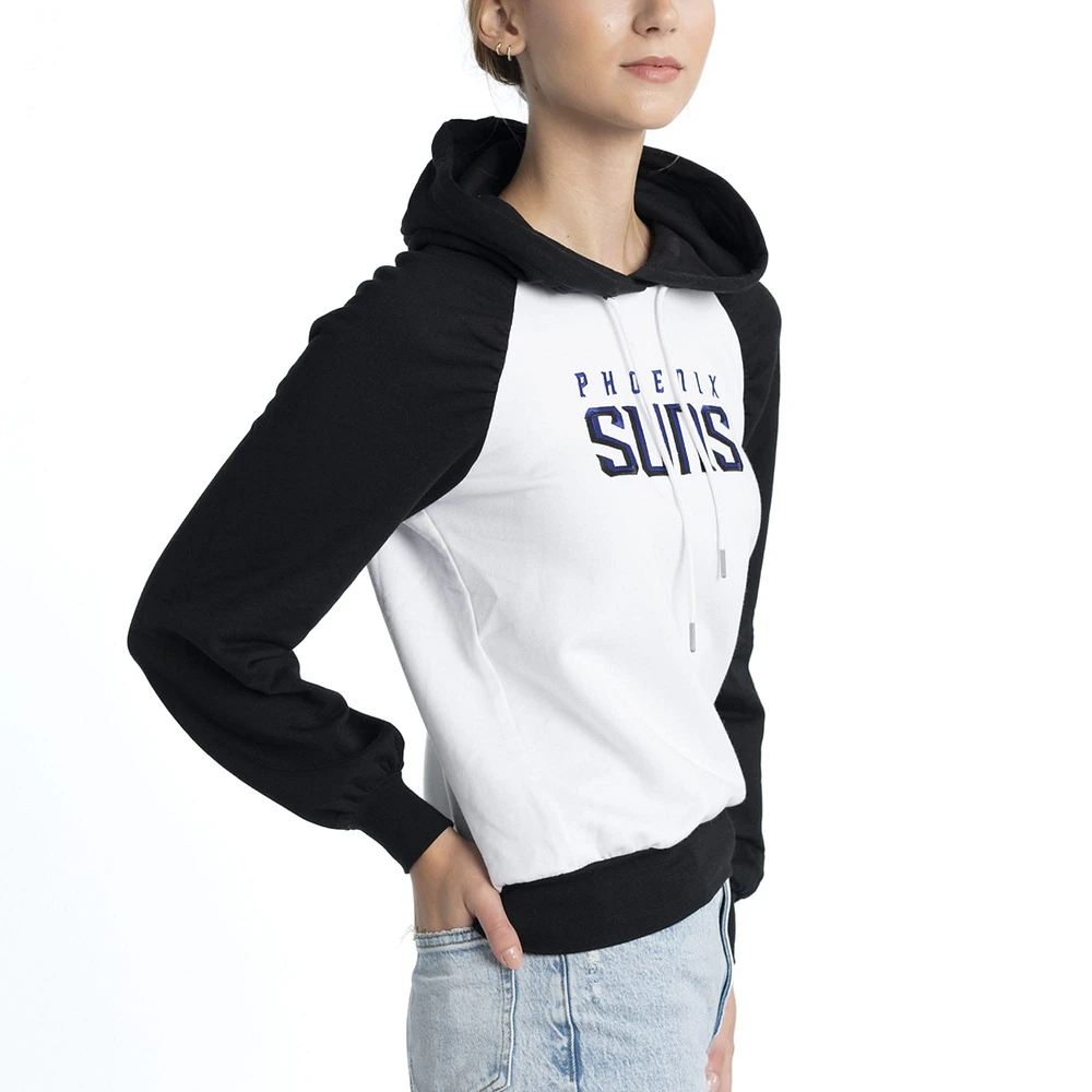 Women's Lusso White Phoenix Suns Marlowe Tri-Blend Raglan Pullover Hoodie