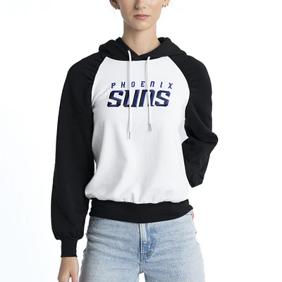 Sweat à capuche Lusso White Phoenix Suns Marlowe Tri-Blend Raglan pour femmes