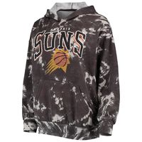 Women's Majestic Threads Black Phoenix Suns Burble Tie-Dye Tri-Blend Pullover Hoodie