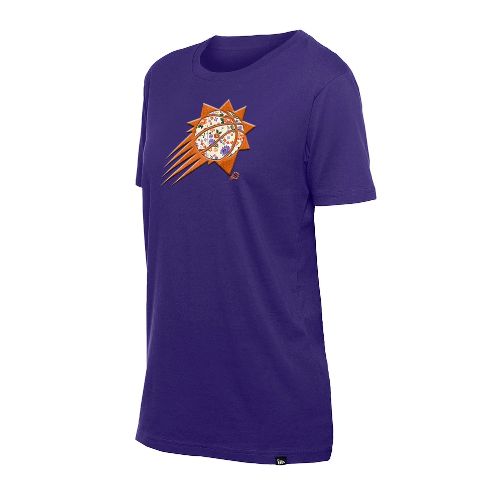 Women's New Era Purple Phoenix Suns Glam Game Flower T-Shirt