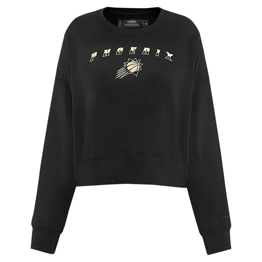 Women's Pro Standard  Black Phoenix Suns Glam Cropped Pullover Sweatshirt