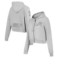 Women's Pro Standard Heather Gray Phoenix Suns Triple Tonal Full-Zip Hoodie