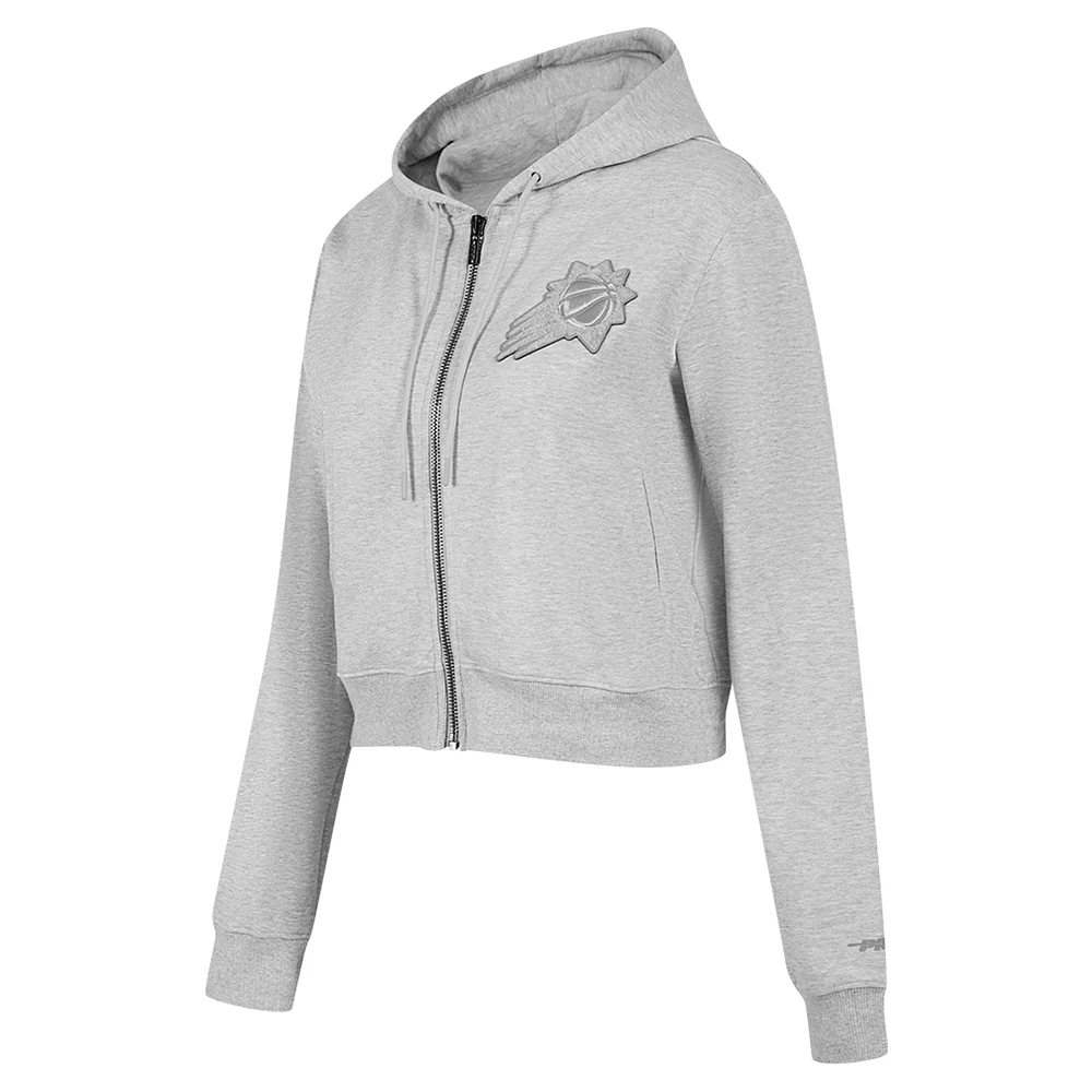 Women's Pro Standard Heather Gray Phoenix Suns Triple Tonal Full-Zip Hoodie