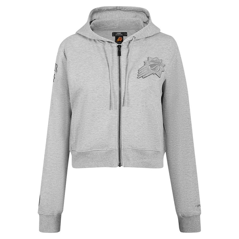 Women's Pro Standard Heather Gray Phoenix Suns Triple Tonal Full-Zip Hoodie