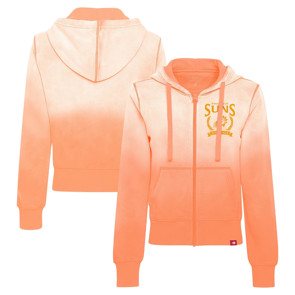 Women's Sportiqe Orange Phoenix Suns Carli Sun Fade Full-Zip Hoodie