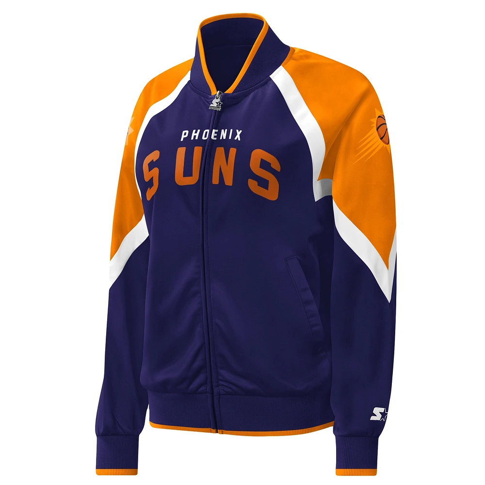 Women's Starter Purple Phoenix Suns Slam Dunk Raglan Full-Zip Track Jacket