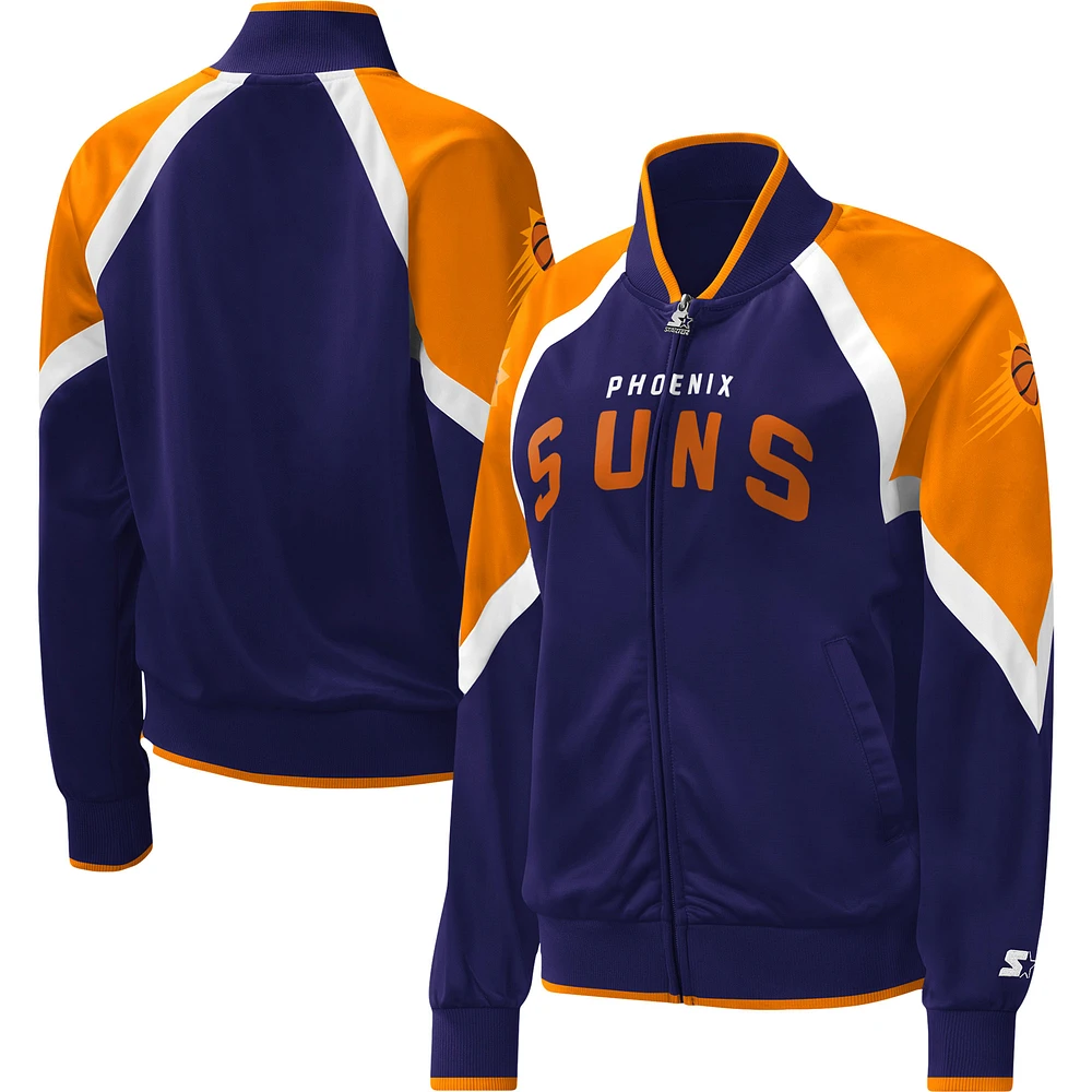 Women's Starter Purple Phoenix Suns Slam Dunk Raglan Full-Zip Track Jacket