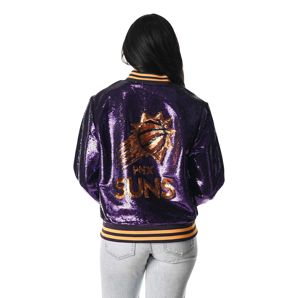 Blouson aviateur entièrement zippé à sequins violet Phoenix Suns de The Wild Collective pour femme