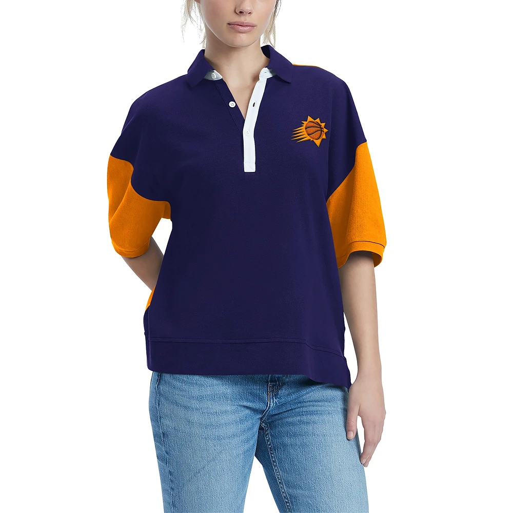 Polo piqué à manches bouffantes Taya Tommy Jeans violet Phoenix Suns pour femme