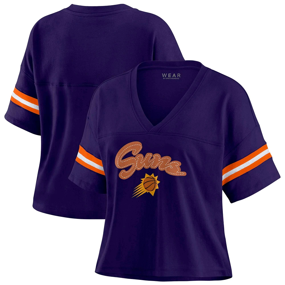 T-shirt à col en V blocs de couleurs violet Phoenix Suns pour femme WEAR by Erin Andrews