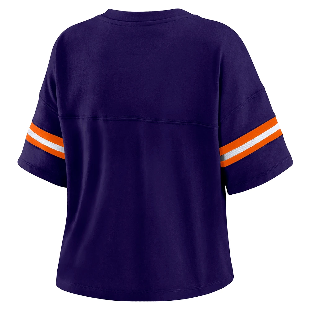 Women's WEAR by Erin Andrews Purple Phoenix Suns Plus Color Block Boxy V-Neck T-Shirt