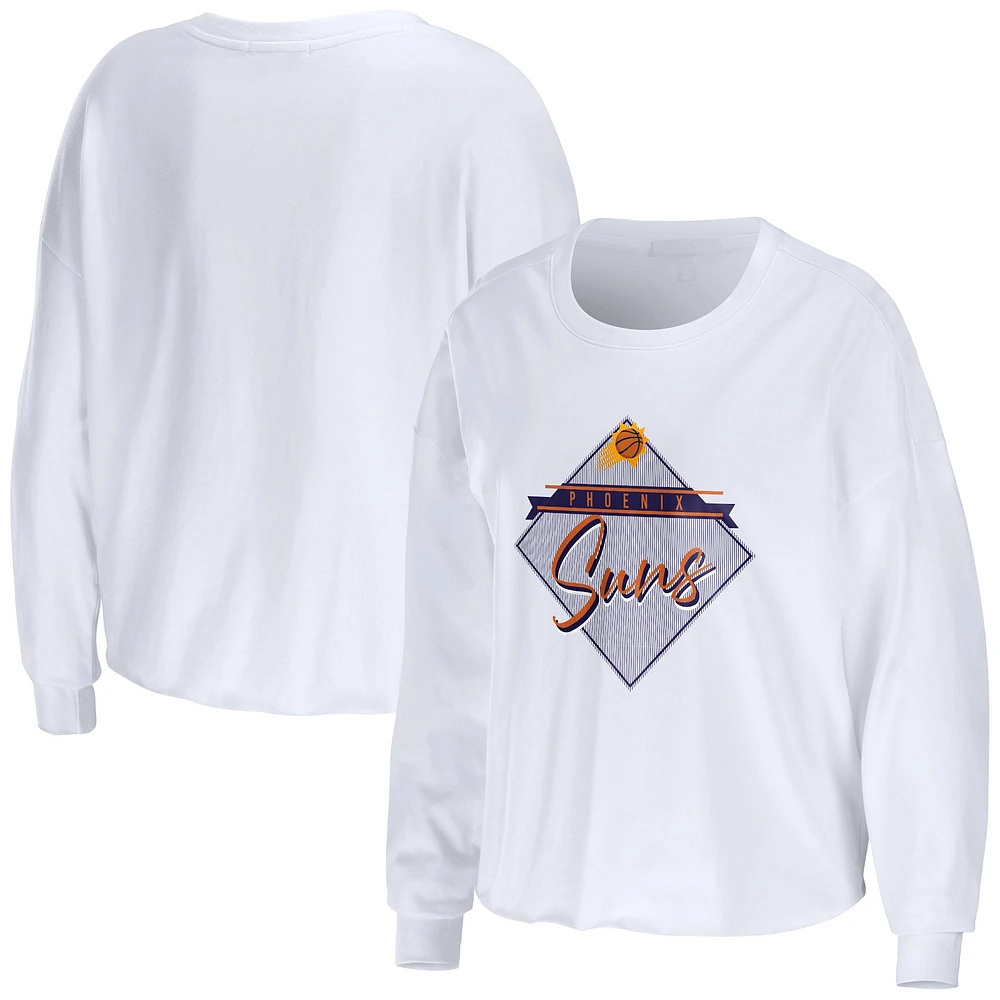 T-shirt court à manches longues WEAR by Erin Andrews pour femmes, Phoenix Suns, blanc