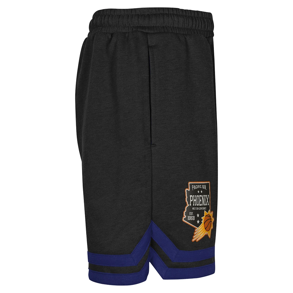 Youth Black Phoenix Suns Teardrop Fleece Shorts