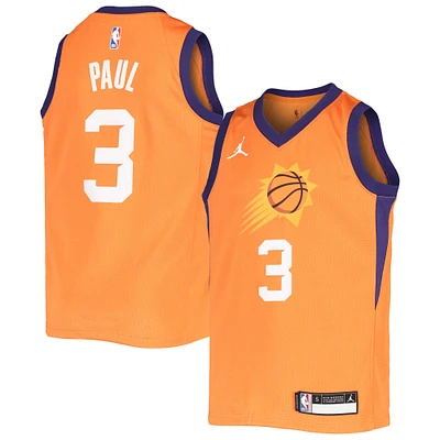 Maillot de joueur Jordan Brand Chris Paul Orange Phoenix Suns 2020/21 pour jeune - Édition Statement