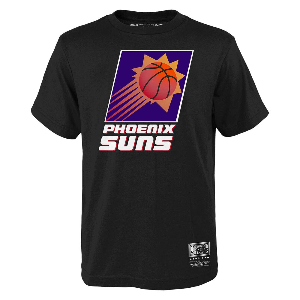 Youth Mitchell & Ness Black Phoenix Suns Hardwood Classics Retro Logo T-Shirt