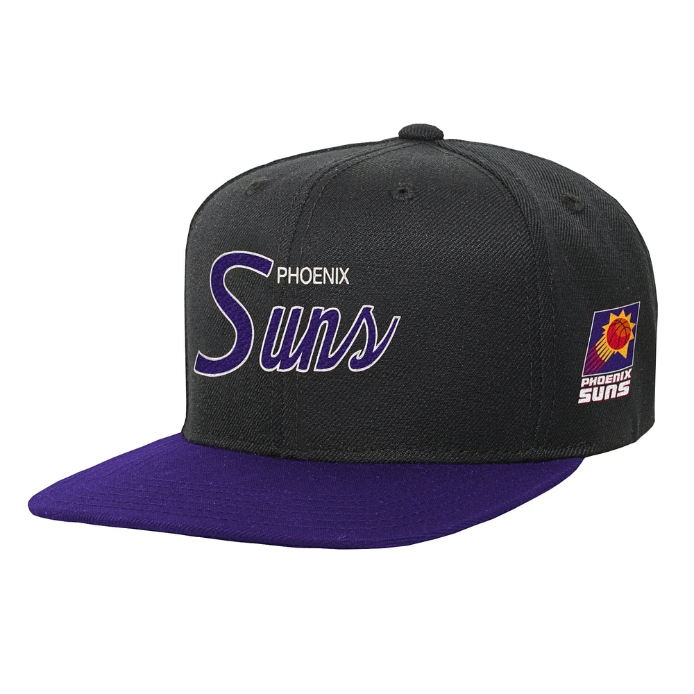 Casquette snapback noire Phoenix Suns Team Script pour jeune Mitchell & Ness