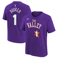 Youth Nike Devin Booker Purple Phoenix Suns 2024/25 City Edition Name & Number T-Shirt